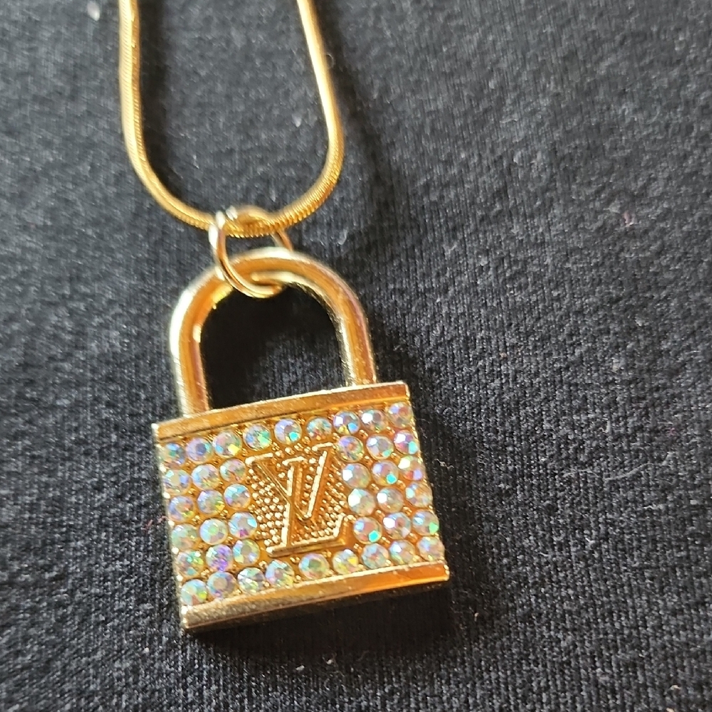 Gold Padlock Pendant Necklace